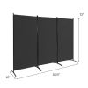 6' Black 3-Panel Room Divider Screen with Steel Base and Heavy Duty Hinges