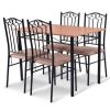 5 Piece Wooden Dining Set Table and 4 Cushioned Chairs