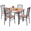 5 Piece Wooden Dining Set Table and 4 Cushioned Chairs