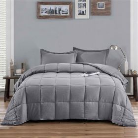 King Size 3-Piece Gray Microfiber Reversible Comforter Set with 1 Comforter and 2 Pillow Shams