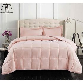 Pink Queen Size 3 Piece Microfiber Reversible Comforter Set with 1 Comforter and 2 Pillow Shams