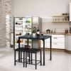 Modern 3-Piece Dining Set Black Faux Marble Table-Top and 2 Black Chair Stools