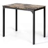 Modern 3-Piece Dining Set Brown Faux Marble Table-Top and 2 Black Chair Stools