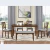 6 Piece Kitchen Dining Set with 1 Wooden Rectangular Table, 4 Upholstered Chairs & Matching Upholstered Bench