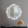 30.5" Eden Gingko Leaf Round White Wall Mirror
