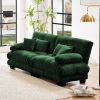 Green Chenille 2 Seater Cloud Couch with Matching Throw & Lumbar Pillows