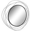 HOMCOM 25.6" Circle Wall Mirror with Black Metal Asymmetrical Design