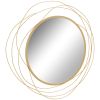 HOMCOM 25.6" Circle Wall Mirror with Gold Metal Asymmetrical Design