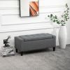 Gray Linen Upholstered Storage Ottoman with Lift-Top Design and Button Tufted Top