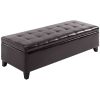 51” Tufted Ottoman Storage Bench with Lift Top Storage and Dark Brown Faux Leather Fabric