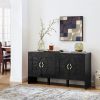 60" Mid Century Modern Sideboard Buffet Storage Cabinet with Fluted Diamond Geometric Design, 4 Doors and Adjustable Shelves