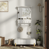 Floating Wall-Mounted Makeup Storage Vanity with HD Mirror, 3 Drawers, 5 Pockets, and 5 Metal Hooks