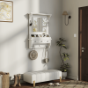 Floating Wall-Mounted Makeup Storage Vanity with HD Mirror, 3 Drawers, 5 Pockets, and 5 Metal Hooks