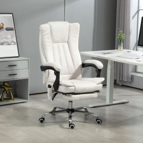Vinsetto White Massage Office Chair with 6 Vibration Points, 3 Heating Levels and Adjustable Height & Footrest