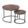 VEVOR Nesting Coffee Table Set with Vintage Brown Tabletops and Black Metal Frames