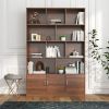 70.87" Tall Bookshelf with 10 Cubes, 3 Bottom Doors, 2 Bottom Storage Cabinets and 4-Tier Open Shelves for Storage or Display