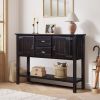 48'' Solid Wood Sideboard Console Table with 2 Drawers and 2 Cabinets and Open Bottom Shelf