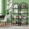 4 Tier Arch Shape Bookshelf Display Stand with Open Shelves, Black Metal Frame and Protective Foot Pads
