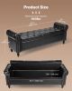 VEVOR Black Button-Tufted PU Leather Storage Ottoman Bench with Concealed Storage Compartment and Nailhead Trim