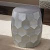 Antique Silver Modern Contemporary Handcrafted Aluminum End Table with Glossy Diamond Patterned Base Design