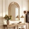 24” x 36" Arch Wall Mirror with Gold Beaded Metal Frame and High Definition