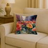 18” New York Roses Throw Pillow with Watercolor Artwork, Indoor/Outdorr Usage and Machine Washable