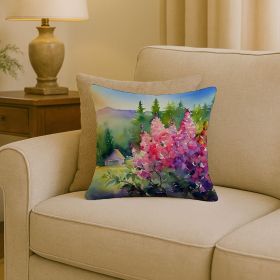 18” Idaho Syringa Throw Pillow with Waterolor Artwork, Indoor/Outdorr Usage and Machine Washable