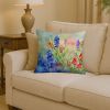 14” Texas Bluebonnets Throw Pillow with Waterolor Artwork, Indoor/Outdorr Usage and Machine Washable