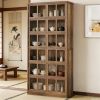 71” Walnut Rectangle Storage Cabinet with Doors and Adjustable Shelves