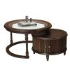 Modern Nesting Coffee Table Set with Tempered Glass and Solid Wood Frame