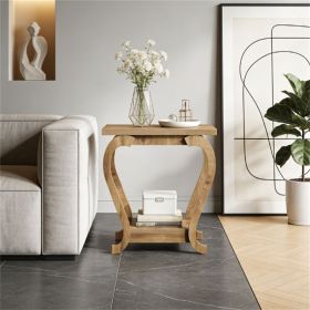 2-Tier Narrow End Side Table with Storage Shelves
