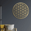 One Piece Metal Wall Decoration Ornament with Flower of Life Lotus Artwork Design and Gold Metal Finish
