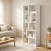 5 Tier Asymmetrical Display Shelf & Bookcase with 10 Storage/Display Compartments and Staggered Cube Layout