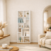 5 Tier Asymmetrical Display Shelf & Bookcase with 10 Storage/Display Compartments and Staggered Cube Layout