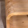 Modern Open-Frame Elegant Curved Light Wood Coffee Table with Open Bottom Storage Shelf