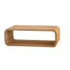 Modern Open-Frame Elegant Curved Light Wood Coffee Table with Open Bottom Storage Shelf