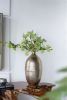 8.5” x 8.5” x 18.5" Aluminum Vase with Gold Streaks Design and Hand Brushed Textured Metallic Finish