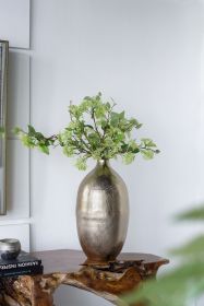 8.5” x 8.5” x 18.5" Aluminum Vase with Gold Streaks Design and Hand Brushed Textured Metallic Finish