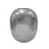 12.5” x 12.5” x 15" Aluminum Vase with Polished Silver Streak Metallic Finish and Oval Silhouette