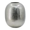 10.5” x 10.5” x 13" Aluminum Vase with Polished Silver Streak Metallic Finish and Oval Silhouette