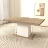 Rectangle Extendable Dining Table with Hidden Tabletop Storage for Leaf and Seats 6-10 People