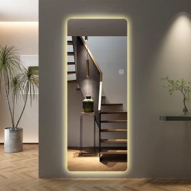 65” Full Body Length Mirror with LED Lighting, Wall Mounted, 3 Lighting Modes and Borderless Rounded Corners