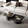 Modern Wood Nesting Coffee Table Set, 2-Piece with Cylindrical & Fluted Pedestal
