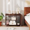 3-Tier Side End Table with Universal Wheels, 3 Open Bottom Compartments and Side Storage Rack