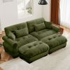 Over Size Modern Velvet Two-Seater Sofa with Ottoman and Matching Waist and Throw Pillows