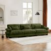 Extra Large 3 Seat Modern Velvet Olive Green Sofa with 3 Matching Waist Pillows and 2 Matching Throw Pillows