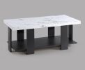 Gray 3-Piece Cocktail Set White Faux Marble Table Top Coffee Table and Two Matching End Tables