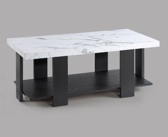 Gray 3-Piece Cocktail Set White Faux Marble Table Top Coffee Table and Two Matching End Tables