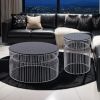 CT901 & ET901 Coffee Table Set with Nested Metal Base and Tinted Tempered Glass Tabletop
