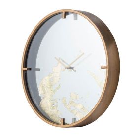 15.7" x 2.4" x 15.7” Minimalist Mirrored Clock with Gold Polished Finish and Mirrored Face